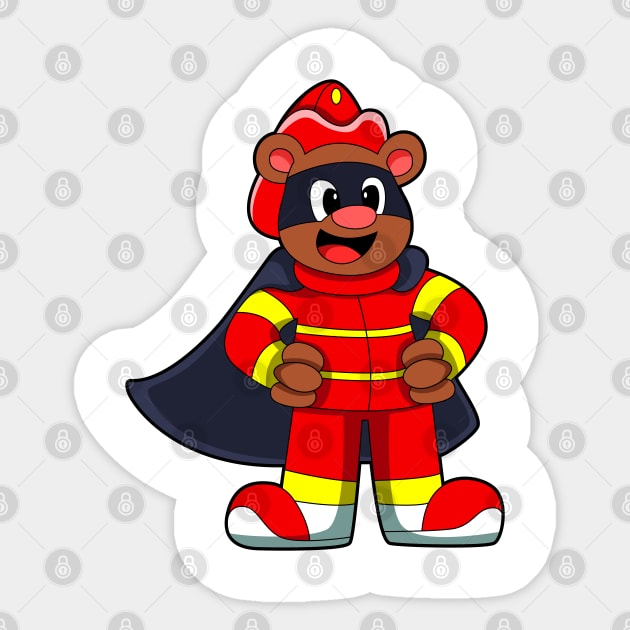 Bear as Firefighter with Mask Sticker by Markus Schnabel